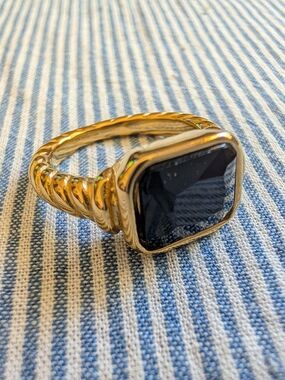 JACQMARIA Audrey Black Signet Ring